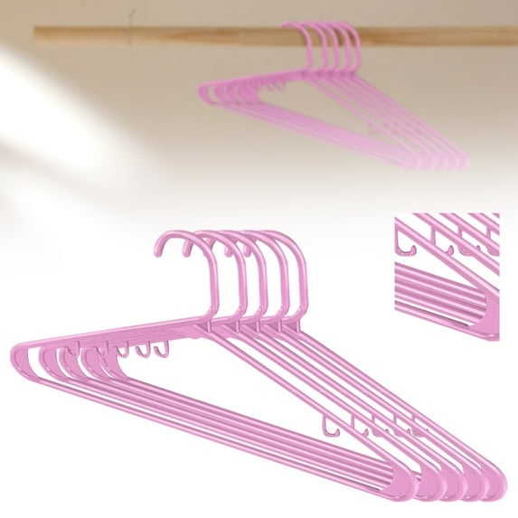 Dusknt Plastic Hangers Clearance Sale! Pink Plastic Hanger 5Pc Pink Clothes Hangers 5 Pack Plastic Hangers Space Saving Coat Hanger with Shoulder, 5X Plastic Hangers