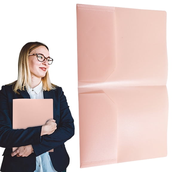 Dusknt Plastic Pocket Folders Punched with 2 Pockets, Hold Letter Size Paper, 6-Pack Assorted Colors, Pink