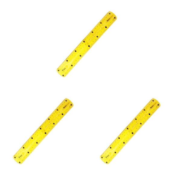 Dusknt Plastic Straight Ruler, Metric Inch Ruler 12 Inch Translucent Finger Grip Ruler Clear See-Through Sch00l Measuring Tool