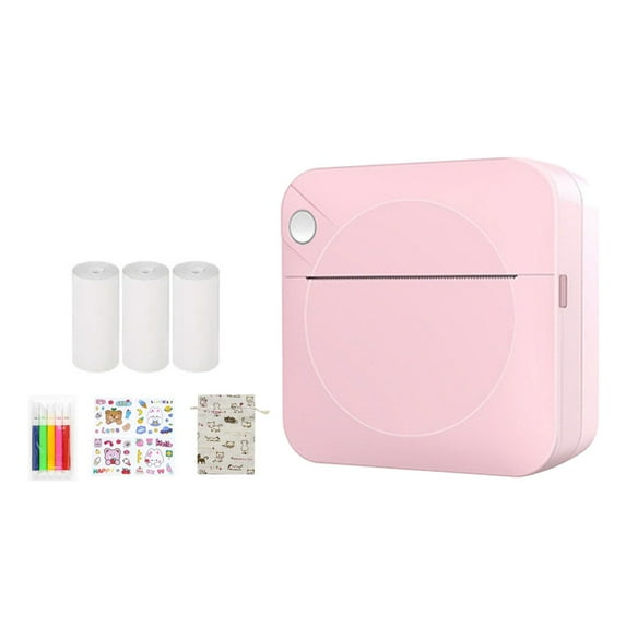 Dusknt Portabel Print Pod,Portable Photo Pocket Student Wrong Question Printingportable Printer Pink 3 Rolls of Printing Paper