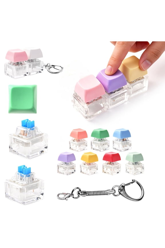Modular Keyboard Toy, Changeable Clicker Keychain, Anxiety Stress Relief for Adults at Work Sch00l Travel Home
