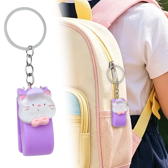 Dusknt Portable Smmost Stapler with Keychain Charm, Cute Cartoon Compact Stapler, Lightweight Handheld Paper Stapler for Clasroom, Homework and Daily Binding
