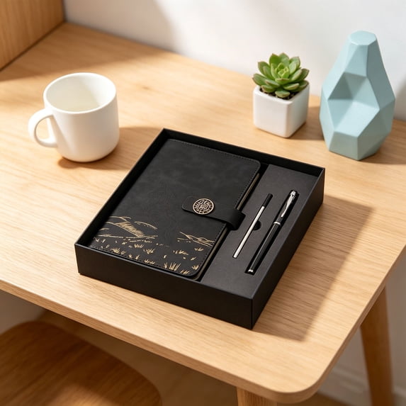 Dusknt Premium Handmade Diary NoteBo0k Set, Chinese Trend A5 Business Journal, Durable Binding Daily Notepad for Work Notes, Inspiration Records and Team Gifts, Comes with Gift Box Packaging