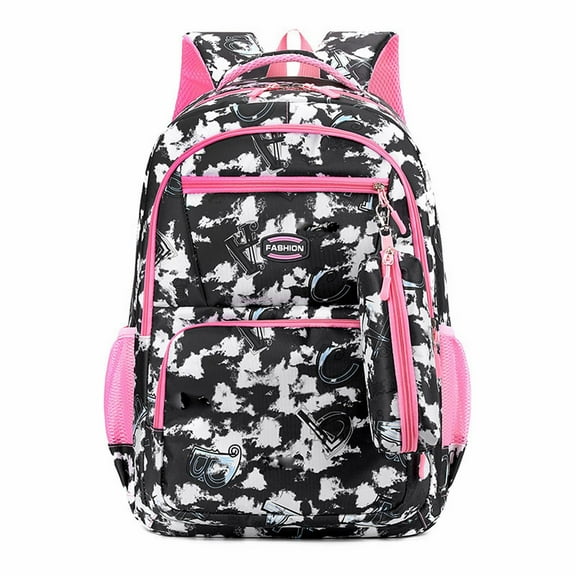 Dusknt Primary School Student Backpack Black, Office&Craft&Stationery,Fashion Backpack Colorful Printed Double Shoulder Bag Large Capacity Daypack Ideal for Daily Use Fits Laptops Up