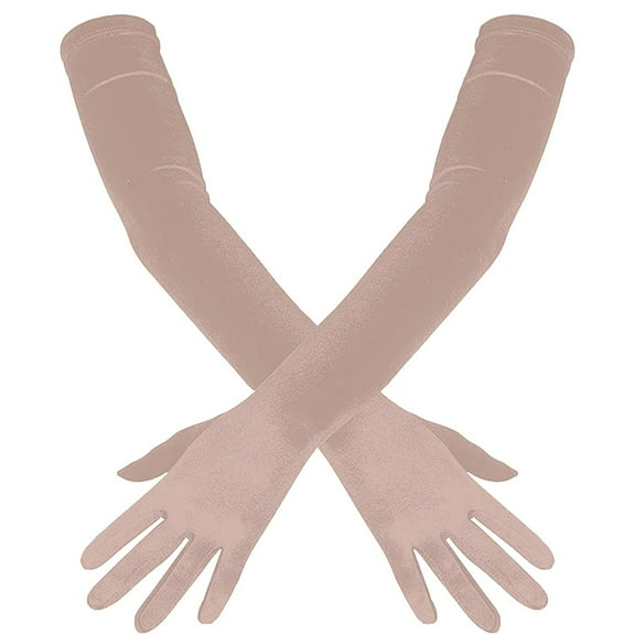 Dusknt Prom Party Velvet Long Gloves A, Gloves,Opera Dance Finger 1920S Bridal Long Length Gloves Satin Women'S Gloves Gloves