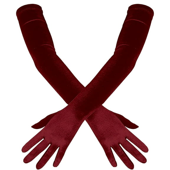 Dusknt Prom Party Velvet Long Gloves Rd1, Gloves,Opera Dance Finger 1920S Bridal Long Length Gloves Satin Women'S Gloves Gloves
