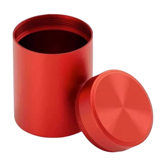 Dusknt Small Storage Canister, Aluminum Sealed Tea Tin, Portable Travel Tea Container for Home Outdoor Dry Goods Storage, Red