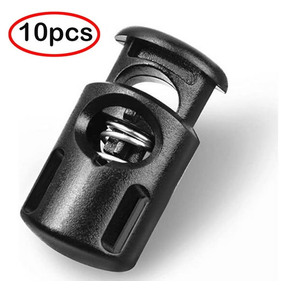 Dusknt Rope Cord Locks Clip End Single Holes Luggage Lanyard Fasten Stopper Sliding10Pcs Spring Buckle No. 8002 Black