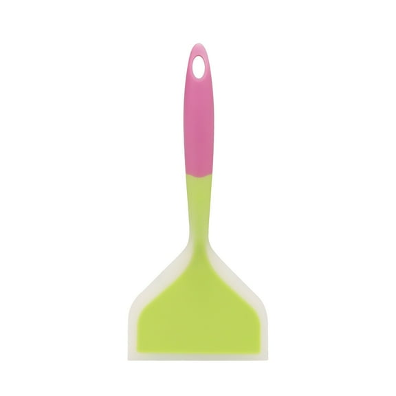 Dusknt Silicone Spatula for Nonstick Cookware, Heat Resistant Flexible Turner, 10.11 Inch Stainless Steel Handle Kitchen Spatula, Green
