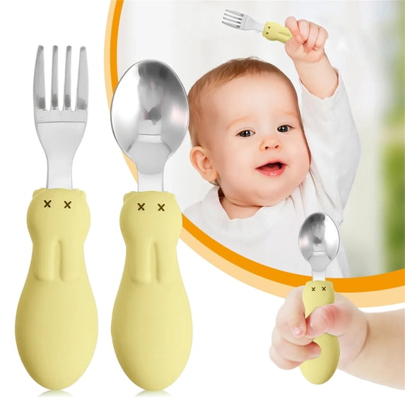 Dusknt Silverware Fork and Spoon Set, Food Grade Stainless Steel Cutlery with Ergonomic Plastic Handle, Lightweight Reusable Utensils for Daily Meals and Travel Use
