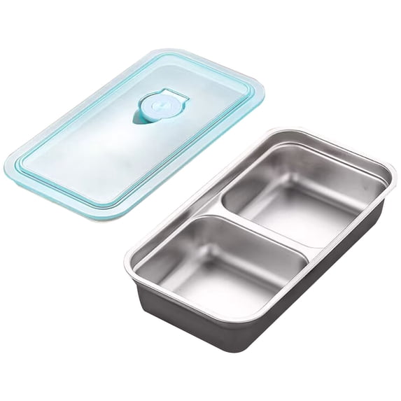 Dusknt Stainless Steel Bento Box Fresh-Keeping Box Snack Box Seasoning Box with Lid Leak-Proof Lunch Box with Removable Dividers, Bpa Free, Dishwasher Safe, Suitable for Adults, Office, Camping,Picnic