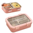 thumbnail image 1 of Dusknt Stainless Steel Lunch Box, 3 Compartment Container with Leakproof Lids for Adults Sch00l Work Ofice Portable Food Storage Bentos Box(Pink 720Ml), 1 of 5