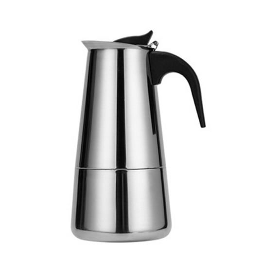 Dusknt Stainless Steel Moka Pot Coffee Pot Straight 2 Cups 100Ml, Glass&Bottle,Stainless Italian Pot Coffee Pot Foreign Trade Hot European Coffee Pot