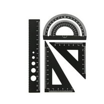 Dusknt Student Ruler Triangle Ruler Protractor Metal Ruler Four-Piece Set A, Ruler,