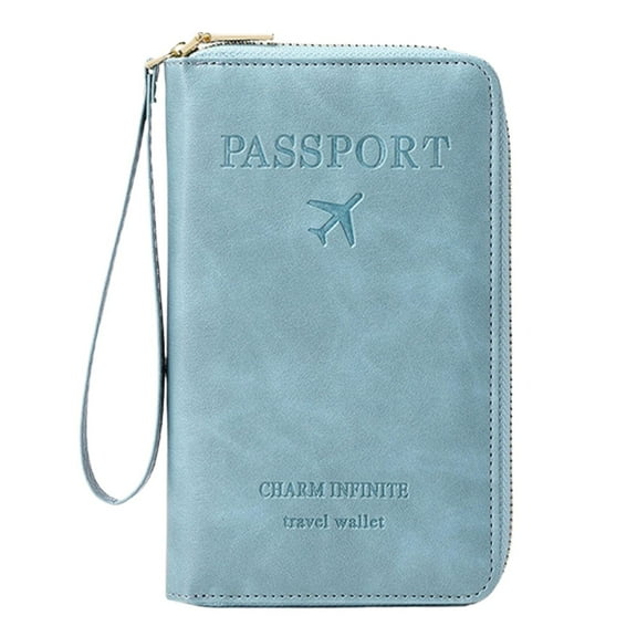 Dusknt Summer Simple Plain Passport Cases Back to School Charm Infinite Travel Wallet Multi Functional Zipper Travel Card Holder Rfid Blocking Card Holderpassport Holder, Id Card Holder, Sky Blue