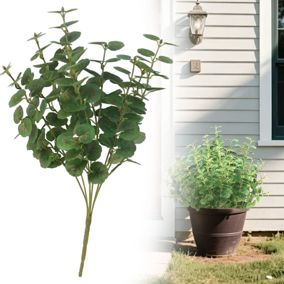 Dusknt Uv Resistant Artificial Greenery, Outdoor Plants for Planter, No Fade Plastic Greenery Stems, Artificial Outdoor Plants, Green and Pink