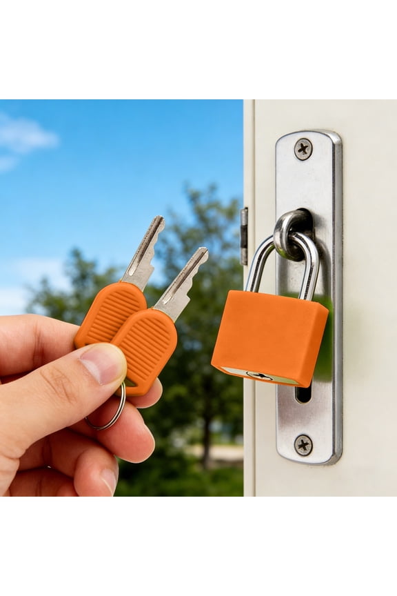 Vibrant Multicolor Locker Padlock Set, 43Mm Sturdy Plastic & Metal Luggage Locks, Easy Identification Color Coded Keyed Locks for Home, Sch00l and Travel, Orange
