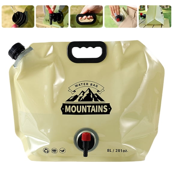 Dusknt Water Container with 8L Collapsible Water Storage Cube, Bpa Free Pe Folding Water Jug with Measurement Scale for Camping Rv Emergency Prep