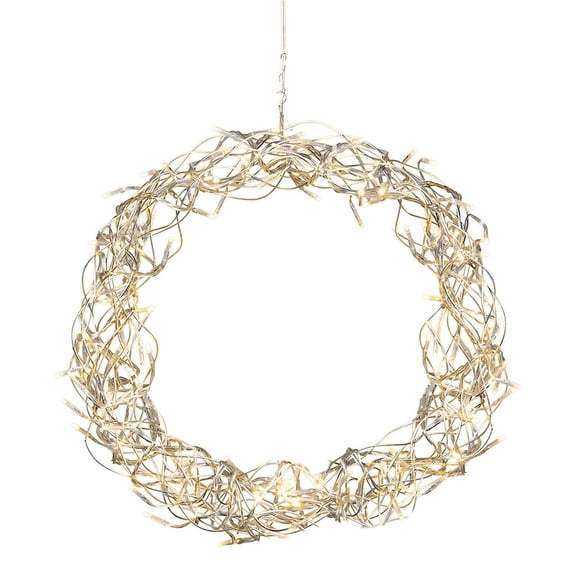 Dusknt Wire Mesh LED LED White Diameter Cm Lighting Gold Wreath 30 Light with Warm Decoration Crafts, 1x LED wreath