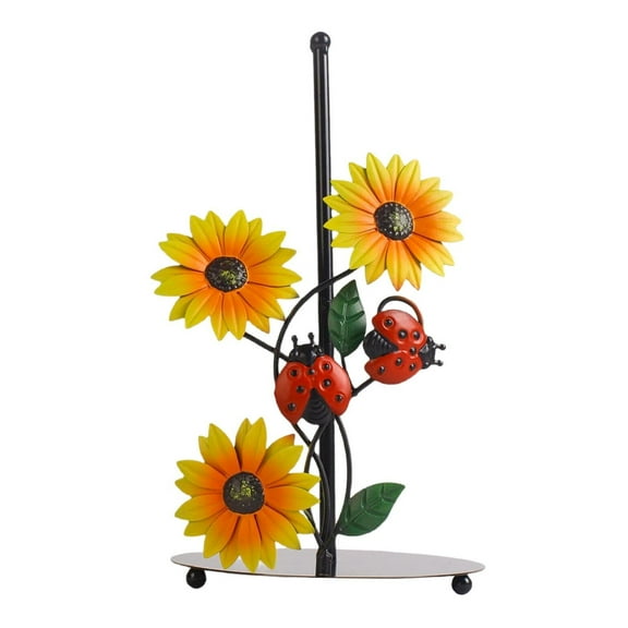 Dusknt Wrought Iron Table Tissue Holder Bee Style Yellow Flower, Rack,Countertop Metal Paper Towel Holder Flowers Christmas Vertical Tissue Holder Rack Kitchen Roll Paper Stand Organizers