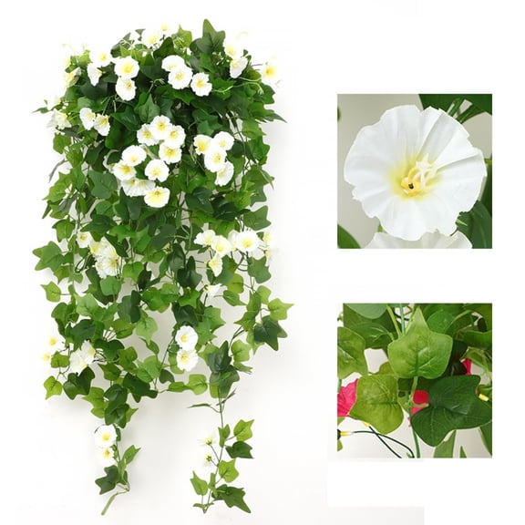 Duskntvines, hanging plant, ivy vines, Artificial Flower Vine 90cm, UV ResistantMorning Glory, Synthetic Plastic Garland for Outdoor Spring Porch Wall Decor