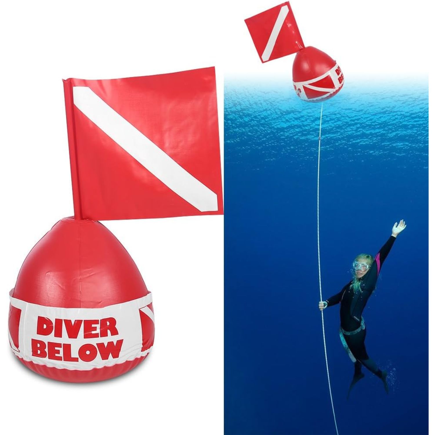 Duskora PVC Diving Surface Marker, Inflatable Signal Spearfishing Float