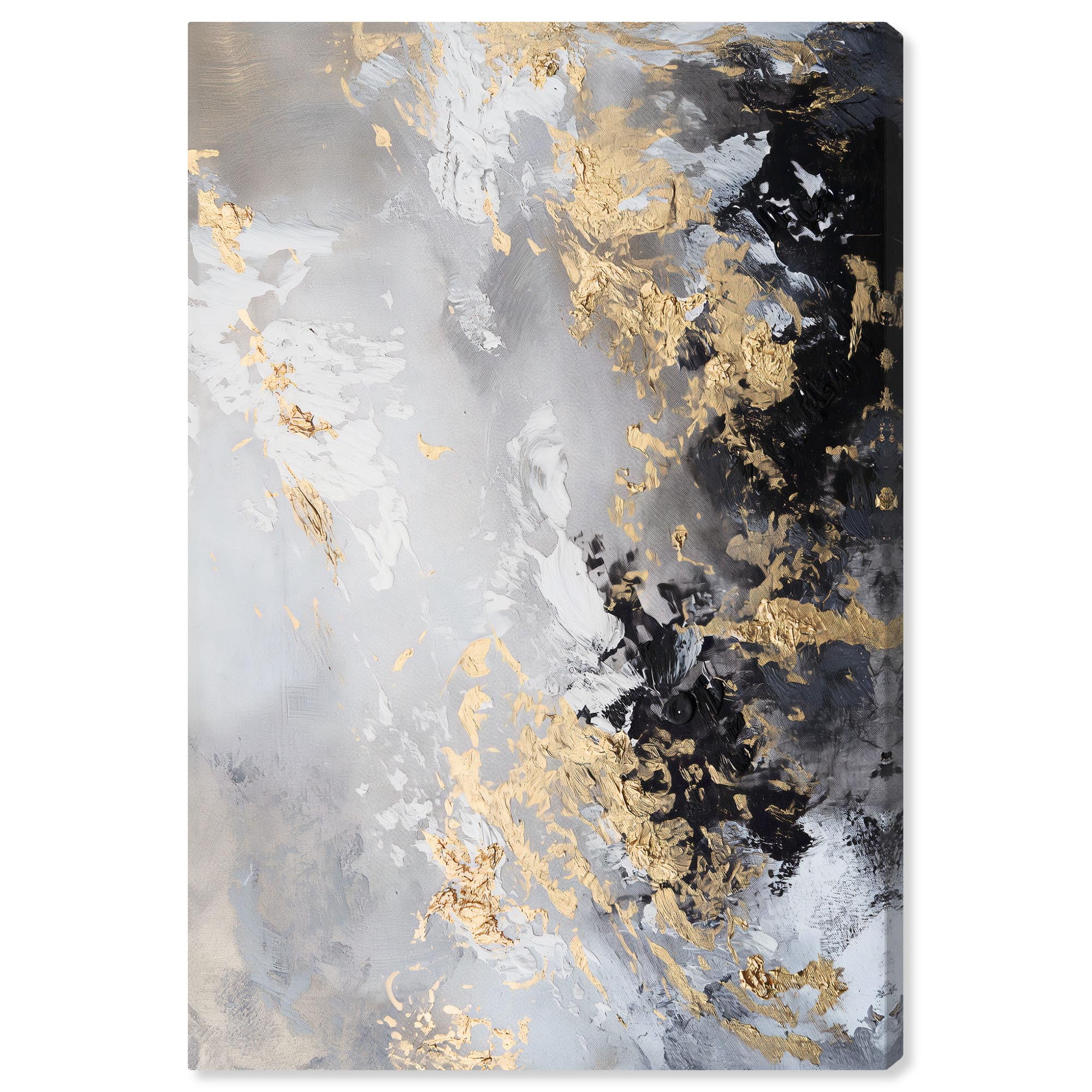 Dusky Earth Abstract Canvas with Gold and Black Accents, 16" x 24"