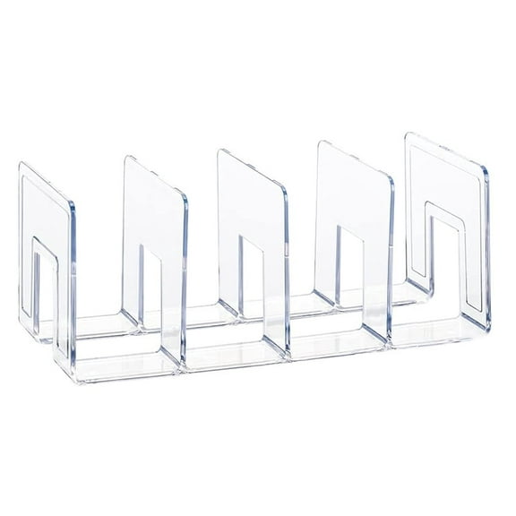 Artrylin 1 Pack Clear Acrylic File Sorter,Sturdy Desk File Organizer Shelf Book Holder Purse Handbag Clutch Divider File Folder Rack for Letter Cookbooks Home Office Kitchen Supplies 4 Sections