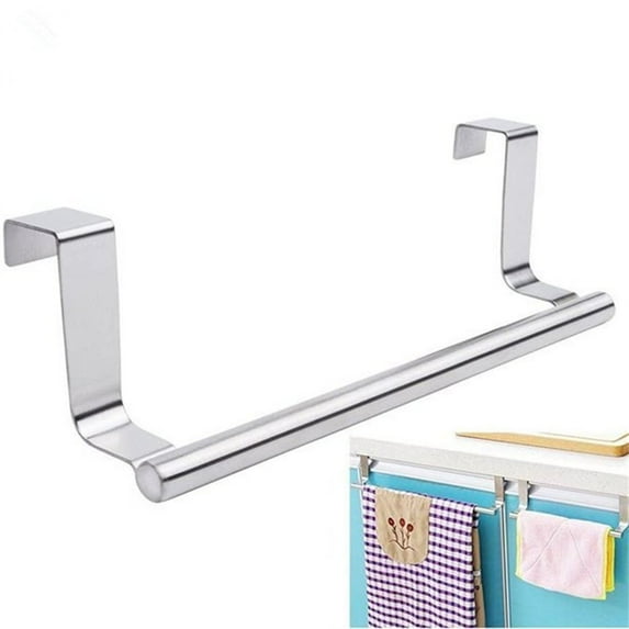 Duslogis 1 Pcs Kitchen Towel Holder Over Cabinet Towel Bar Rack, Over The Cabinet Door Stainless Steel Towel Rack for Universal Fit on Inside or Outside of Cupboard Doors
