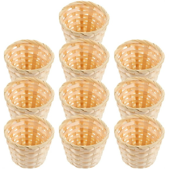 Duslogis 10 Pack Mini Wood Woven Baskets, Small Bamboo Storage Baskets, Mini Baskets for Home Organization, DIY Crafts, and Gift Packaging (2.95x2.95x2.36 Inches)
