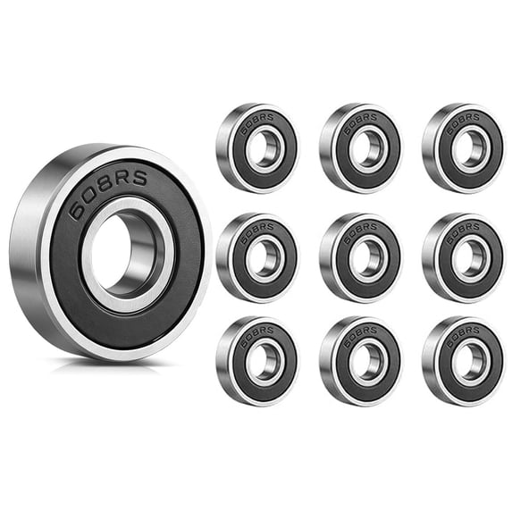 Duslogis 10 Pcs 608 2RS Ball Bearings,Bearing Steel and Double Rubber Sealed Miniature Deep Groove Ball Bearings (8mm x 22mm x 7mm) for 3D Printer, Skateboards, Electric Motor, Scooters