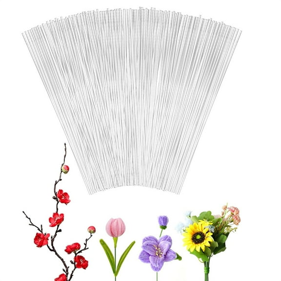 Duslogis 100 Pcs Floral Wire, 18 Gauge White Florist Wire - 14 Inch for Crafts, Bouquet Stem Wrapping, Wreath Making, Flower Arrangement Supplies