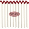 thumbnail image 1 of Duslogis 100 Pieces 6Inch Rock Candy Sticks with Heart-Shaped Wooden Sticks Wood Cake Sticks Drink Stirrer Sticks for Lollipop Coffee Appetizer Skewers (Red), 1 of 7