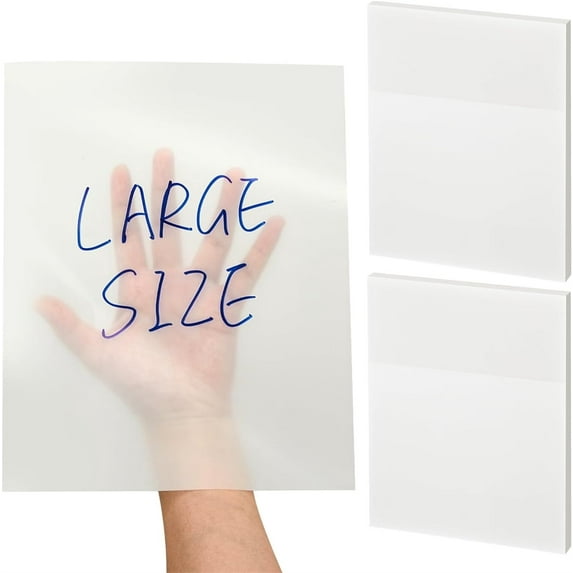 Duslogis 100 Sheets Extra Large Jumbo Transparent Sticky Notes Clear Self Sticky Notes, 2 Pads Notes Waterproof Translucent Paper, Office School Supply(Clear,Letter, 8.5 x 11 Inch)