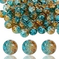 thumbnail image 1 of Duslogis 100Pcs 10mm Crackle Glass Beads for Jewelry Making - Round Spacer Crystal Beads Bulk, DIY Craft Supplies for Necklace Bracelet Earrings (Brown Blue), 1 of 6