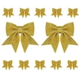 thumbnail image 1 of Duslogis 12 Pack Gold Christmas Wreath Bow Christmas Tree Decorations and Ornaments Bow Xmas Bows for Indoor and Outdoor Decoration, 6 x 4.7 Inches, 1 of 7