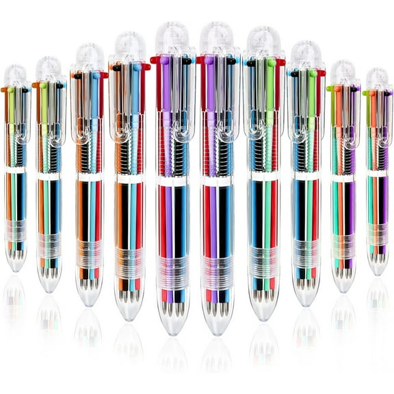 Duslogis 12 Pack Multicolor Pen All In One 0.5mm 6-in-1 Multi Color Pen, Back to Pens, Fun Pens for Party Favors, Retractable Ballpoint Rainbow Color Pens