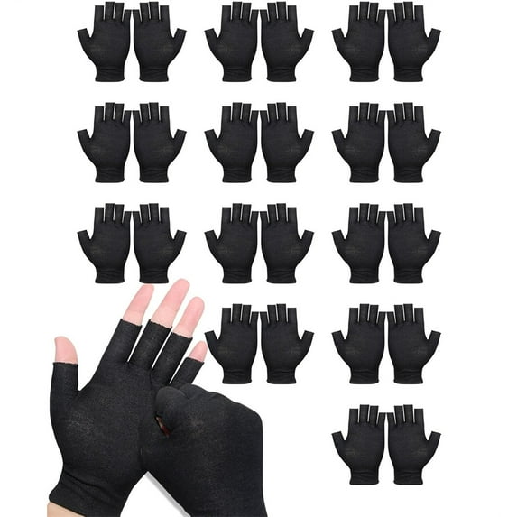 Duslogis 12 Pairs Fingerless Cotton Gloves, White Fingerless Gloves 100% Cotton for Dry Hands, Eczema Relief, 5 Open Fingertips, One Size Fits Most, Overnight Hydration (White)