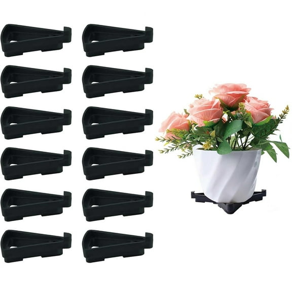 Duslogis 12 Pcs Pot Feet for Outdoor Planters, Plant Pot Feet, Invisible Flower Pot Risers Toes, Plant Risers for Pots Outdoor, Prevent Stains and Water Damage (Black)