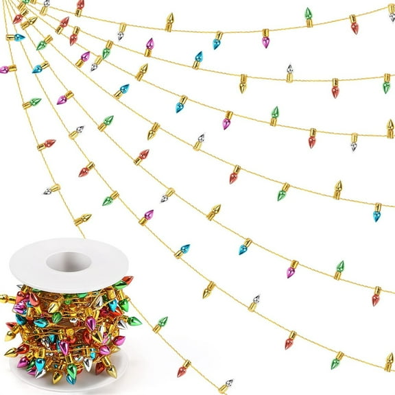 Duslogis 16.4 Ft Dollhouse Fake Lights String, Miniatures Dollhouse Christmas Lights String Decorations for Furniture Crafts Accessories Christmas Holiday Wedding Party Decor (Yellow Line)