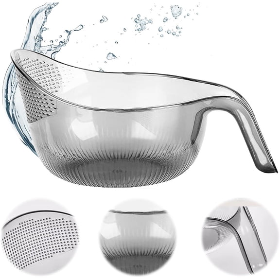Duslogis 2-In-1 Rice Strainer,Large Rice Washer Beans Washer Strainers And Colanders - Washing Bowl for Fruit Washing Bowl With Strainer,Rice Washing Bowl Multifunctional Drain Basket (Gray)