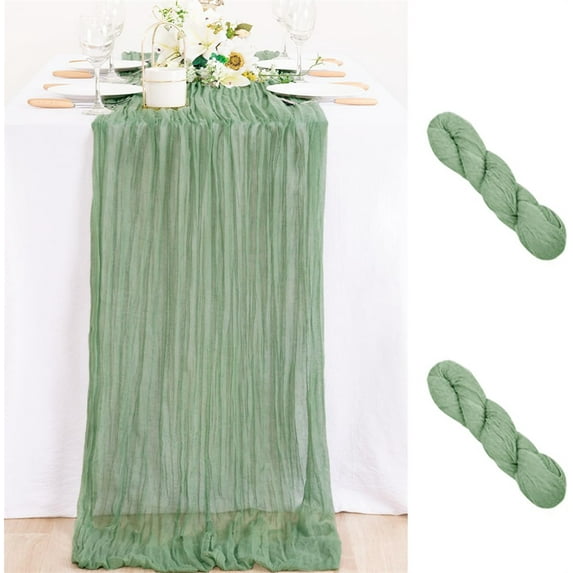 Duslogis 2 Pack Cheesecloth Table Runner 10Ft Gauze Table Runners Sage Green Cheese Cloths Table Runner for Wedding Baby Bridal Shower Decorations Birthday Party Disposable Table Skirts