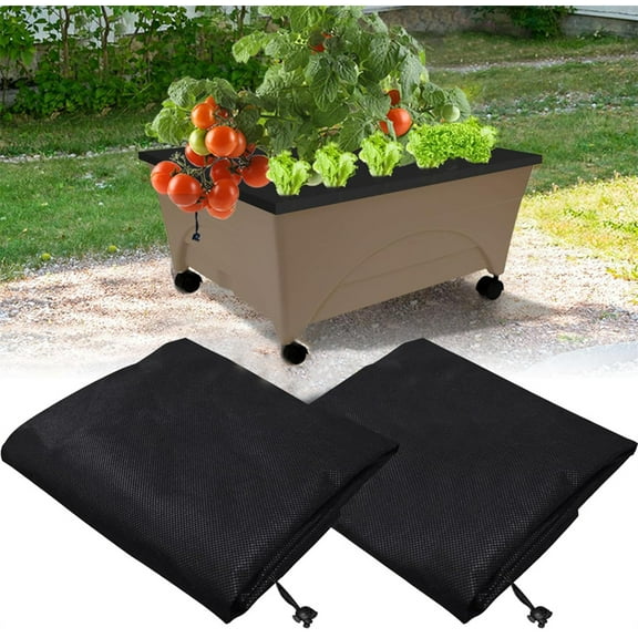 Duslogis 2 Pack City Pickers Mulch Cover, 20" x 24" City Pickers Replacement Covers, Raised Bed Grow Box Mulch Cover with Drawstring, Lightweight & Easy to Store, Black