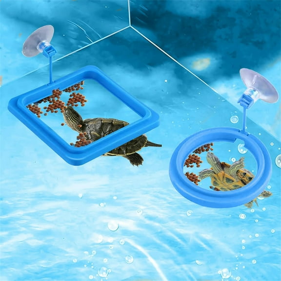 Duslogis 2 Pcs Fish Feeding Ring for Aquarium  Round and Square Floating Food Feeder with Suction Cup for Betta, Goldfish, Guppy, Turtle & Small Fish