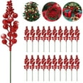 thumbnail image 1 of Duslogis 20 Pcs Christmas Glittered Berries Stems 7.8 Inch Artificial Berries Sprays Branches Floral Pick for Christmas Tree Ornament, DIY Xmas Wreath, Crafts, Home Decor (Red), 1 of 7