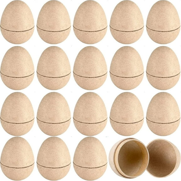 Artrylin 20Pcs DIY Paper Mache Easter Eggs,3.1"x2.1"Durable Easter Eggs Empty,Cardboard Easter Eggs,Paint Your Own Paper Mache Eggs for Easter Party Gifts Basket Filler Classroom Crafts (Brown)