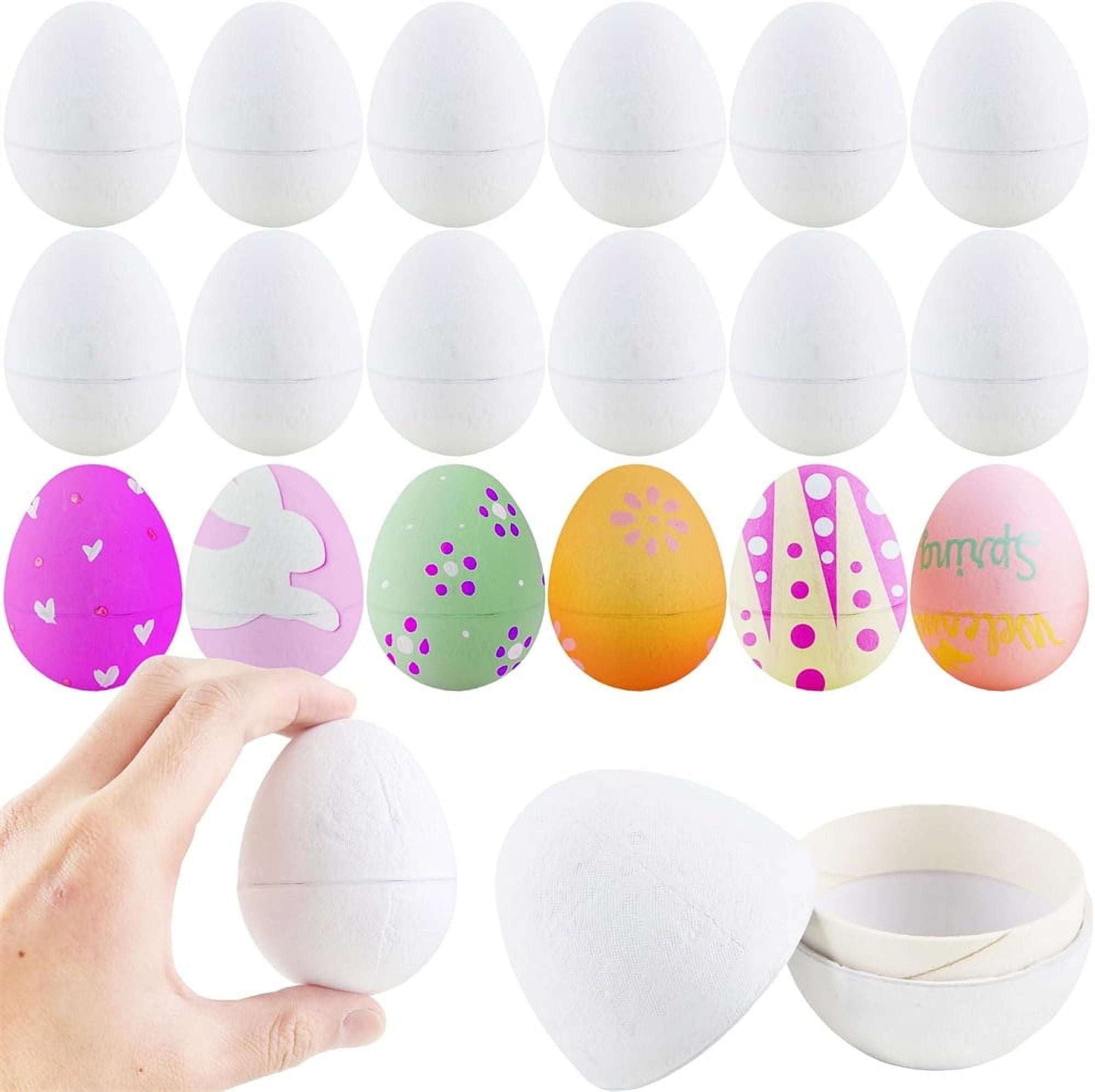 Artrylin 20Pcs Easter Paper Mache Eggs DIY Paper Easter Eggs Easter Craft Supplies Blank Paper Eggs DIY Unfinished Blank Paper Mache Easter Eggs to Paint and Decorate for DIY Projects (White)