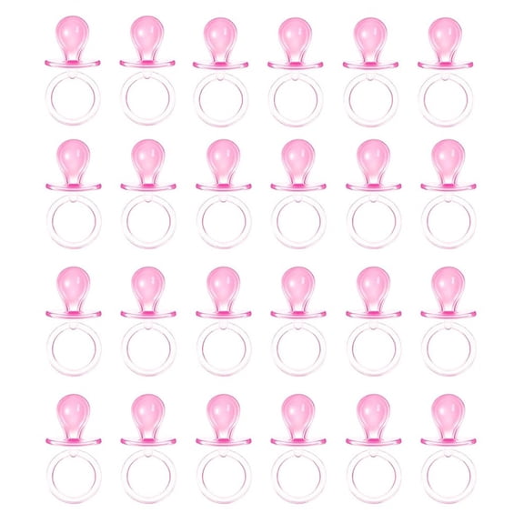 Duslogis 24 Pcs Pacifiers for Baby Shower Game, 2.5 Inch Large Size Plastic Pacifiers Baby Shower Games Pacifier Hunt Decoration DIY, Gender Reveal Table Scatter, Party Favors (Pink)