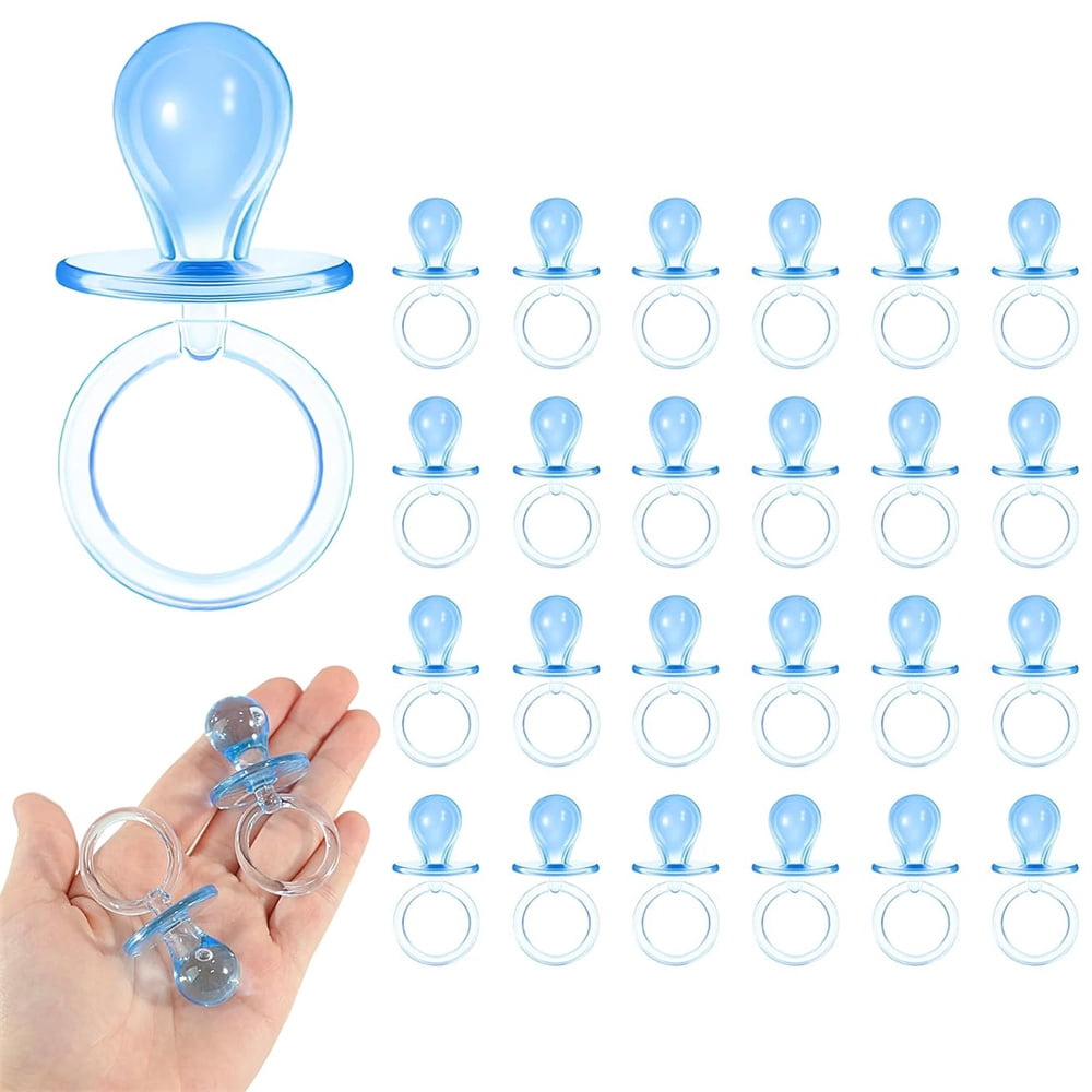 Blue Plastic Pacifier Duslogis 24 Pieces 2.5 Inch Plastic Pacifier for Baby Shower, Baby ...
