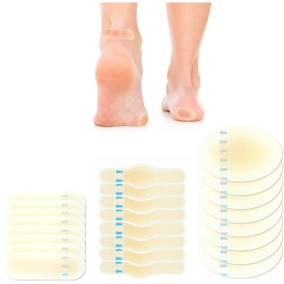 Duslogis 24Pcs Hydrocolloid Blister Bandages Blister Bandages for Feet, Blister Prevention & Recovery Waterproof Blister Pads & Blister Cushions for Heel, Toe & Foot